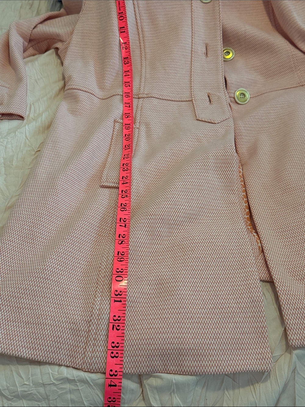 CAbi Peach-Pink Textured Button-Front Trench Coat - Picture 7 of 11